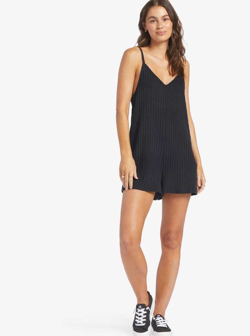 Roxy On Our Way Knit V-Neck Romper Anthracite | YRCMV-5034