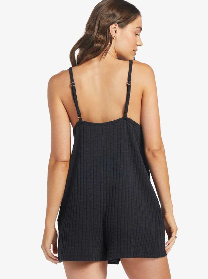 Roxy On Our Way Knit V-Neck Romper Anthracite | YRCMV-5034