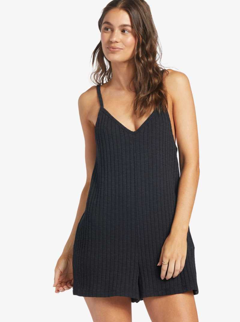 Roxy On Our Way Knit V-Neck Romper Anthracite | YRCMV-5034