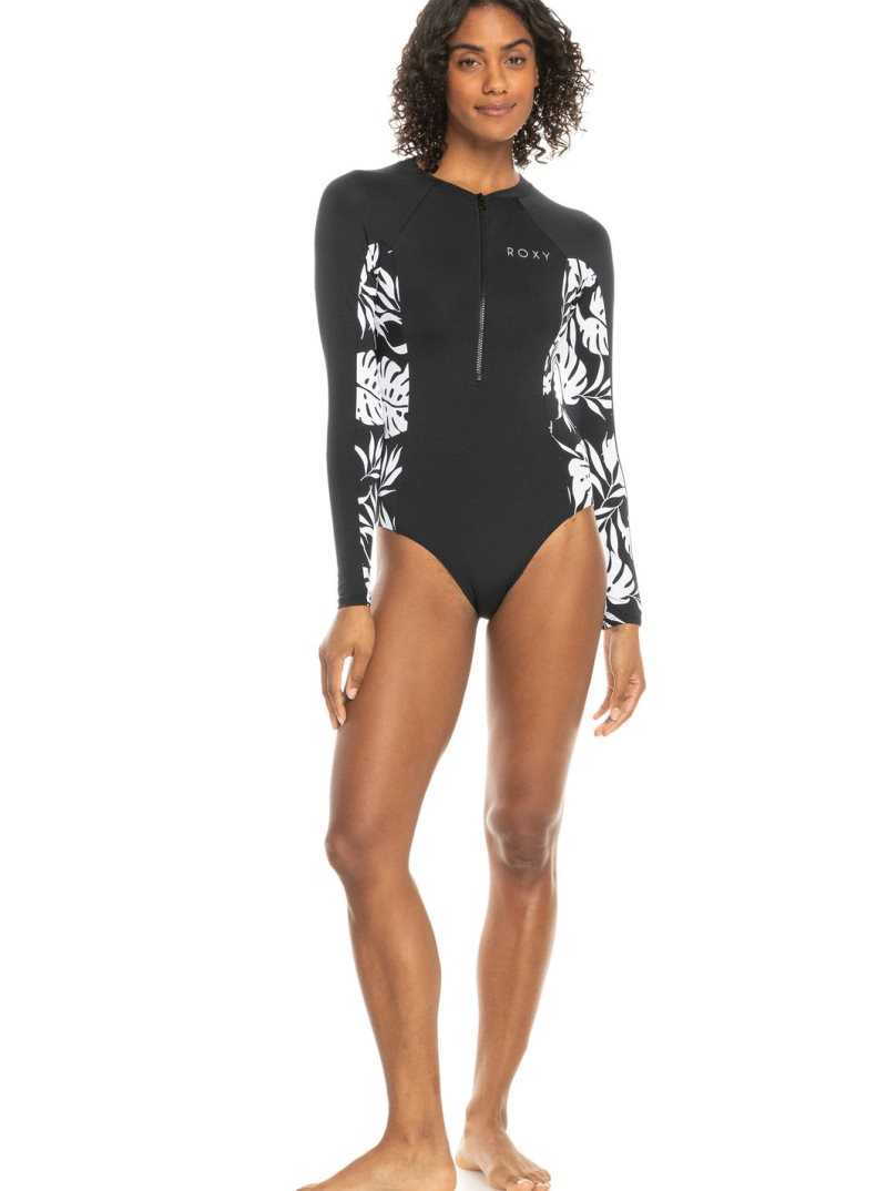 Roxy Onesie Long Sleeve One-Piece Swimsuit Anthracite | IVCGE-4670