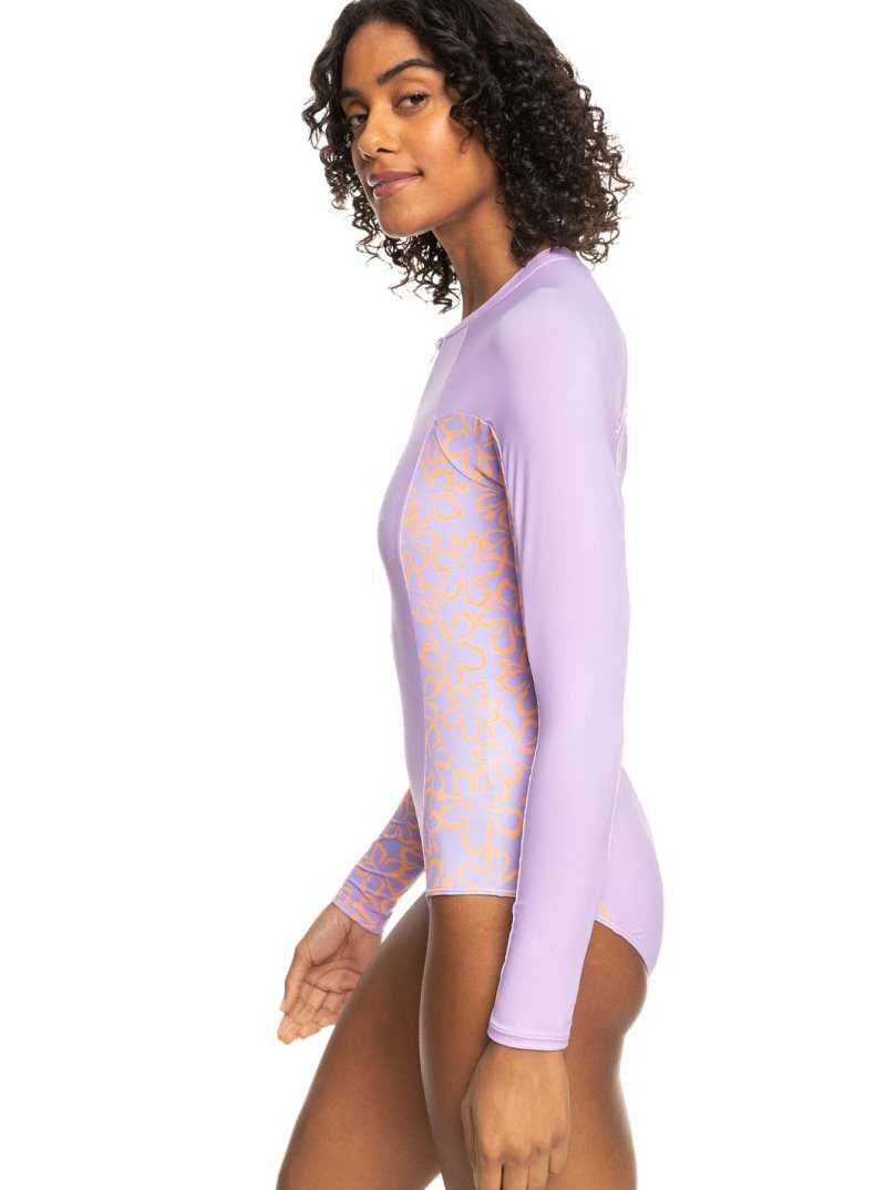 Roxy Onesie Long Sleeve One-Piece Swimsuit Purple Rose | UHBOI-2905