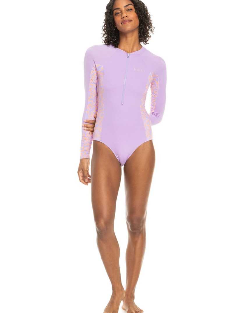 Roxy Onesie Long Sleeve One-Piece Swimsuit Purple Rose | UHBOI-2905