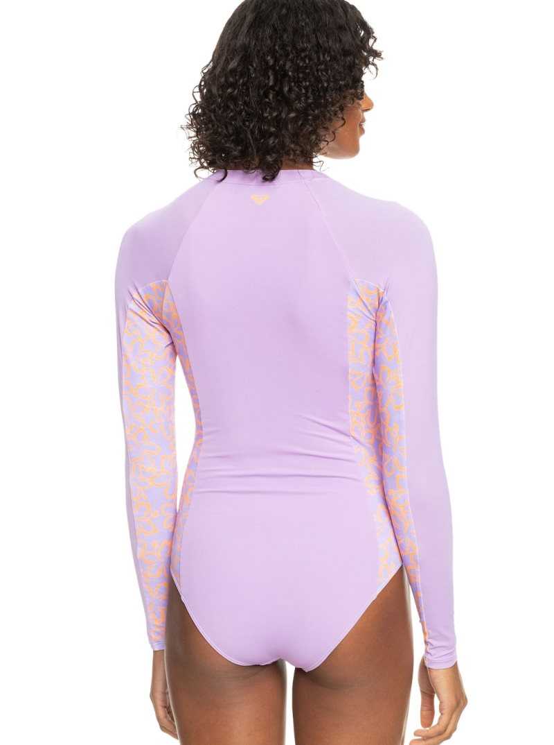 Roxy Onesie Long Sleeve One-Piece Swimsuit Purple Rose | UHBOI-2905