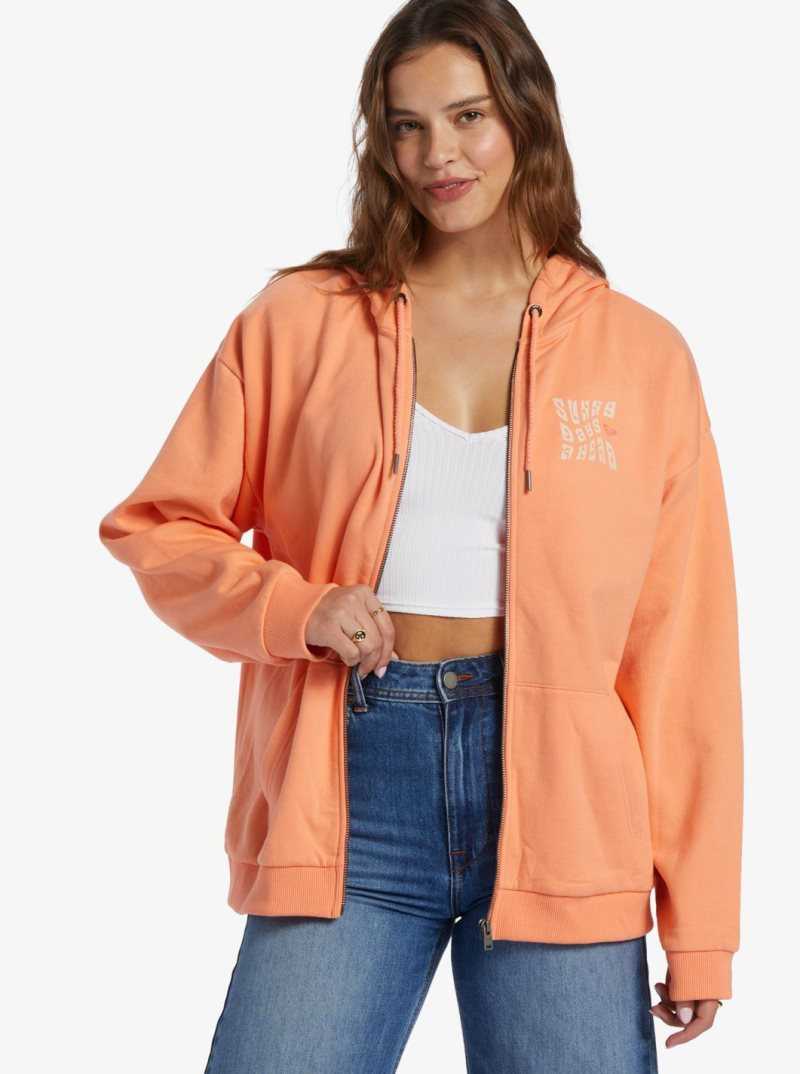 Roxy Oversized Evening Hike A Oversize Hoodie Papaya Punch | QBSIR-7905