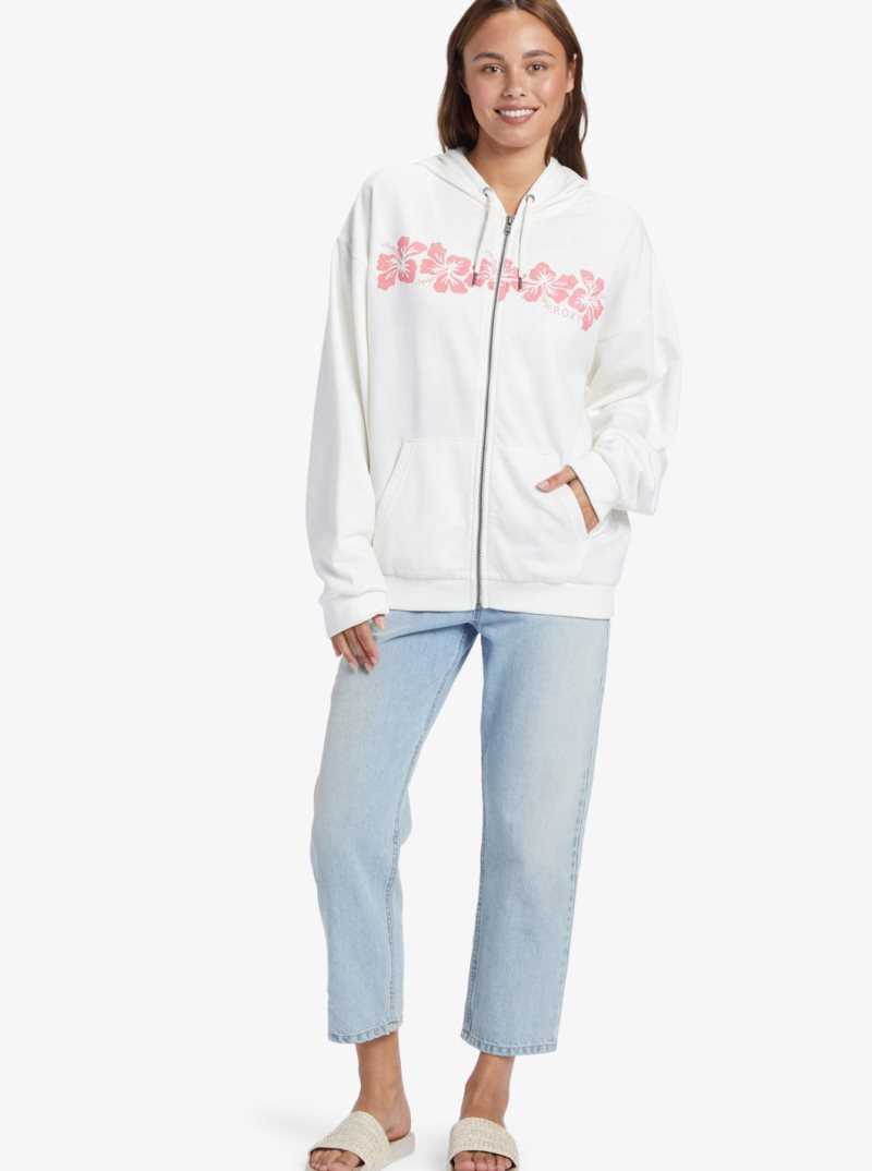 Roxy Oversized Evening Hike C Oversize Hoodie Snow White | ZAKJV-6240