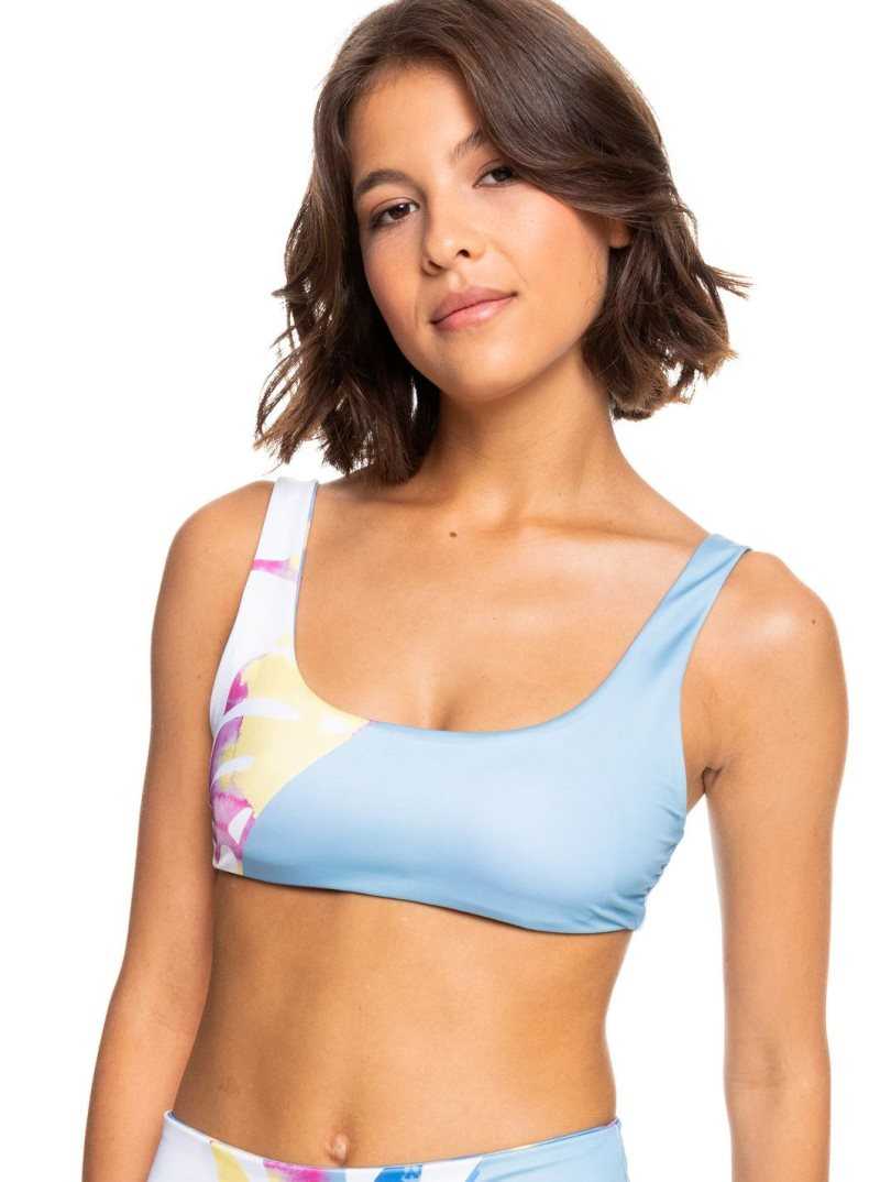 Roxy POP SURF Reversible Bralette Bikini Top Pale Marigold Tie Dye Vibes | HUJGQ-4590