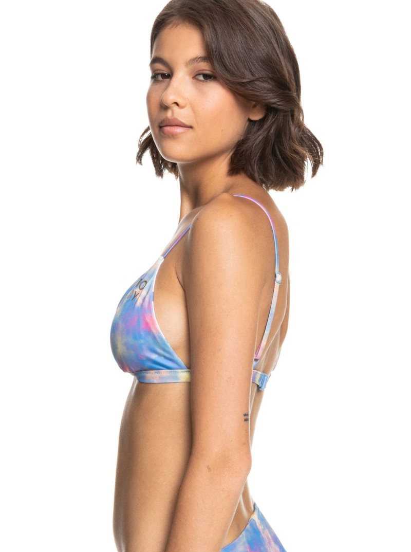 Roxy POP SURF Reversible Fixed Triangle Bikini Top Pale Marigold Tie Dye Vibes | DCKPE-8952