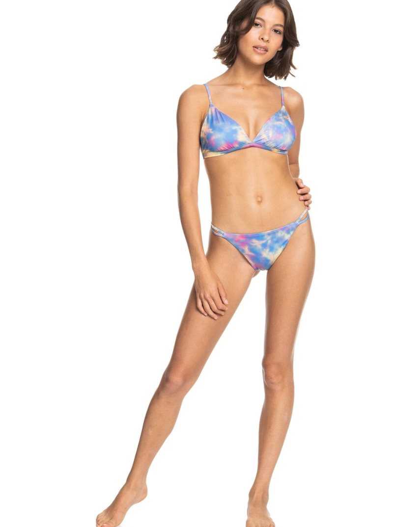 Roxy POP SURF Reversible Fixed Triangle Bikini Top Pale Marigold Tie Dye Vibes | DCKPE-8952