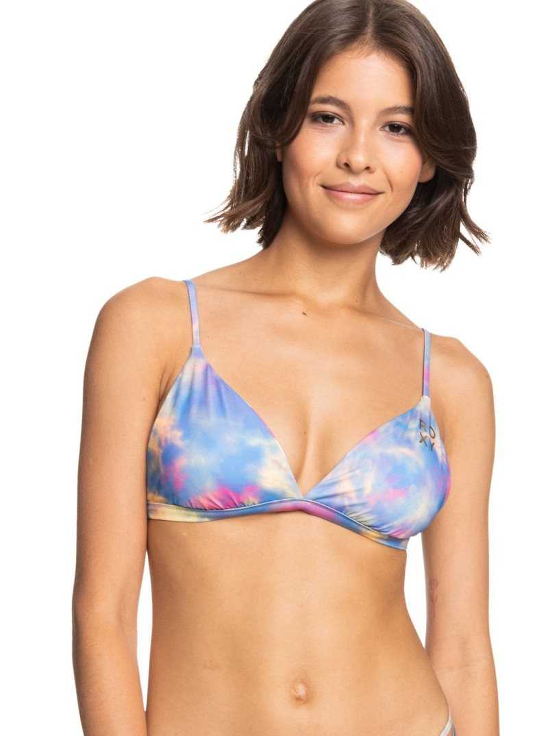 Roxy POP SURF Reversible Fixed Triangle Bikini Top Pale Marigold Tie Dye Vibes | DCKPE-8952