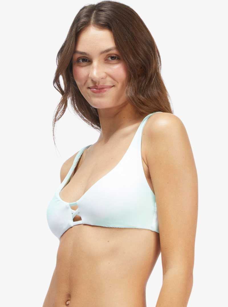 Roxy Palm Tree Dreams Reversible Elongated Triangle Bikini Top Brook Green Palm Tree Dreams | IPYUS-0924