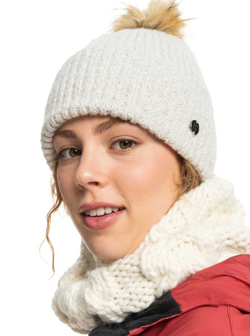 Roxy Peak Chic Beanie Egret | QYJMG-1753