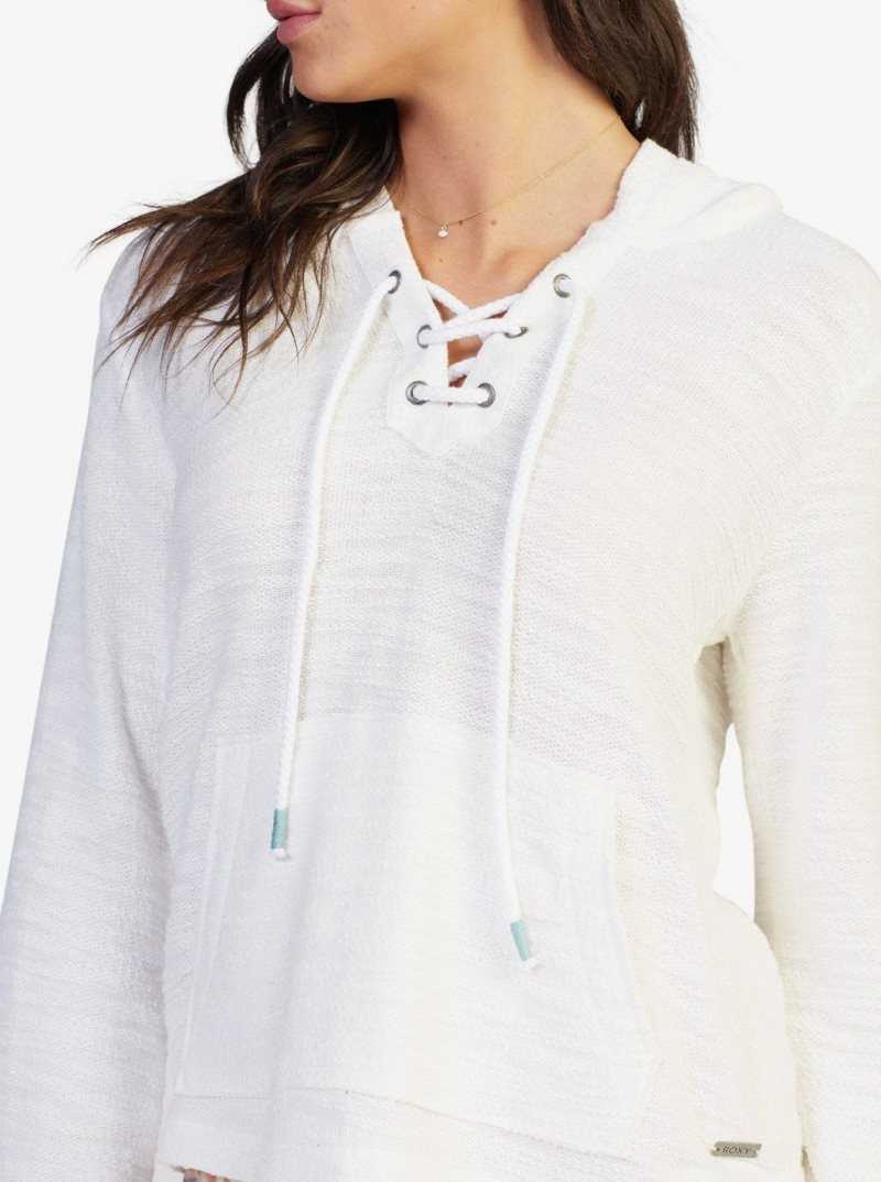 Roxy Pearling Oversized Poncho Style Hoodie Snow White | DSKBF-9645