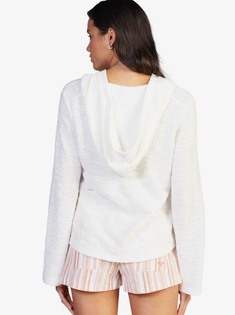 Roxy Pearling Oversized Poncho Style Hoodie Snow White | DSKBF-9645