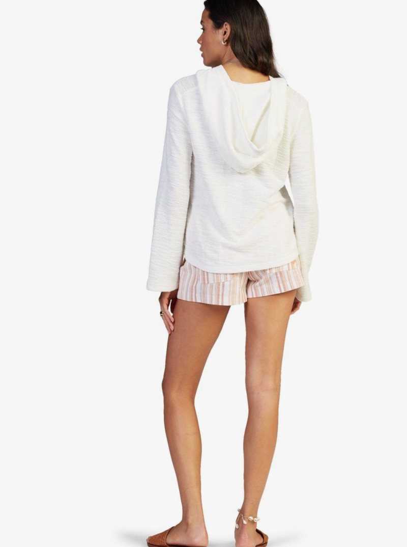 Roxy Pearling Oversized Poncho Style Hoodie Snow White | DSKBF-9645