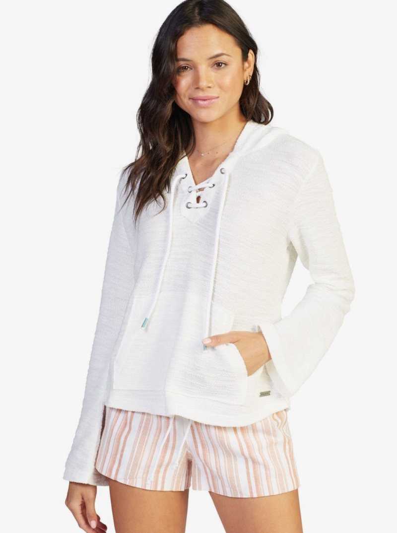 Roxy Pearling Oversized Poncho Style Hoodie Snow White | DSKBF-9645