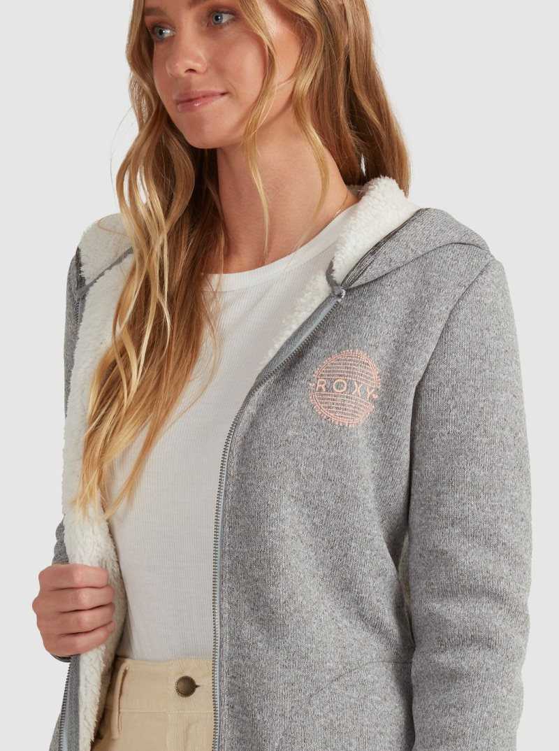 Roxy Petal Fever Zip-Up Hoodie Onyx Heather | ZHXAE-5381