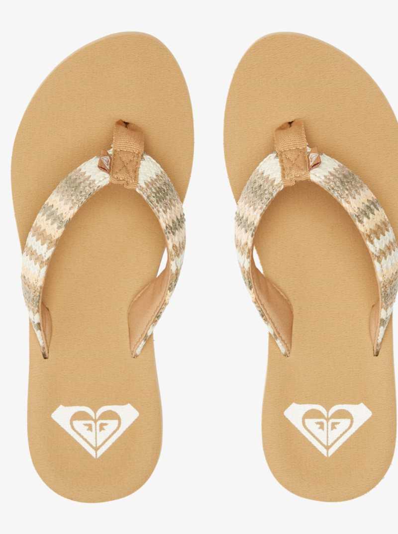 Roxy Porto Raffia Flip-Flops Fall Leaf Multi | SJGFE-9278