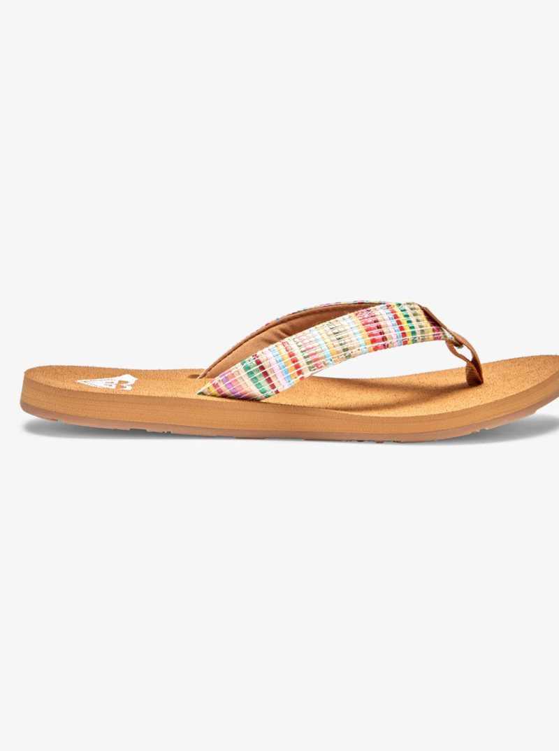 Roxy Porto Raffia Flip-Flops Multi | NFRDE-6897