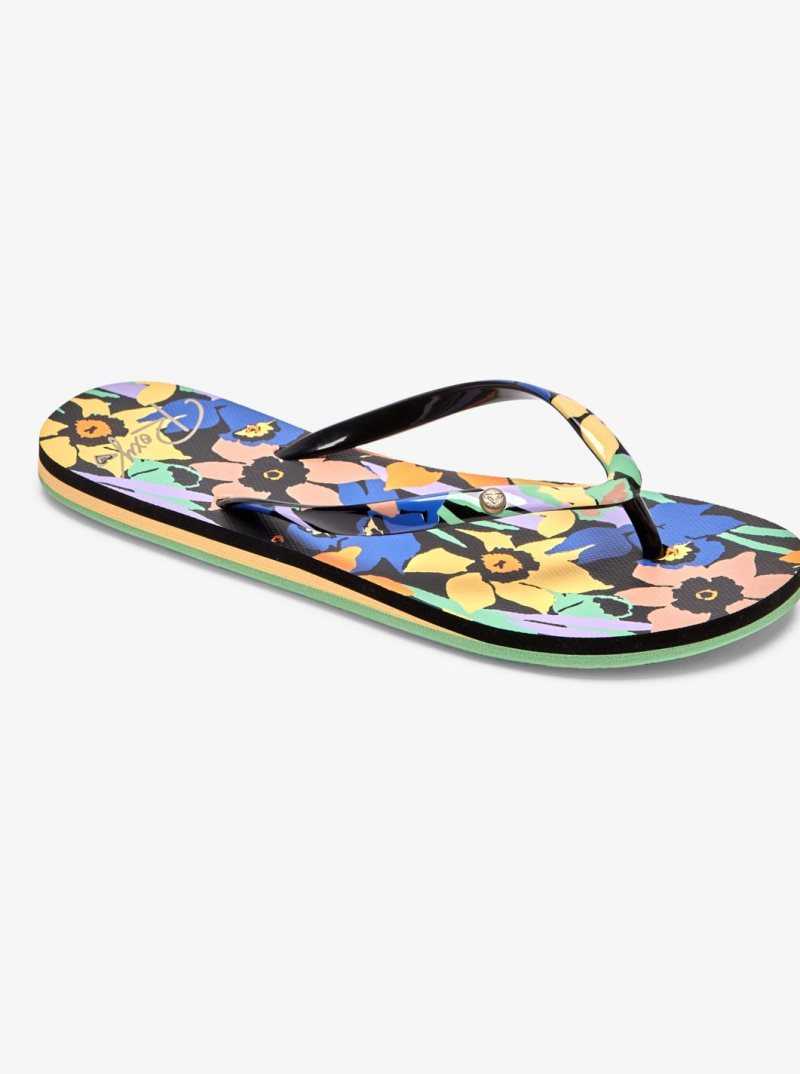 Roxy Portofino Flip-Flops Black Multi | RQLYO-1502