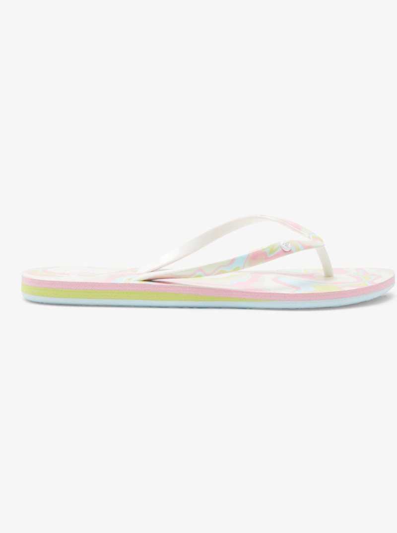 Roxy Portofino Flip-Flops Crazy Pink/Soft Lime | MGLNI-8093