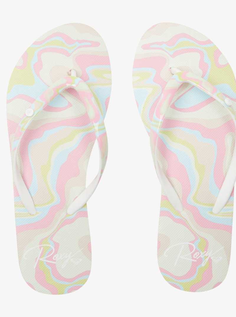 Roxy Portofino Flip-Flops Crazy Pink/Soft Lime | MGLNI-8093