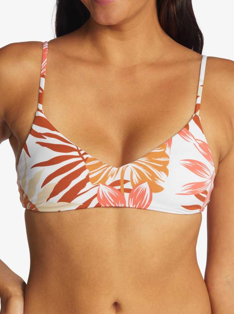 Roxy Printed Beach Classics Athletic Triangle Bikini Top Snow White Seaside Tropics | FJZQK-0527