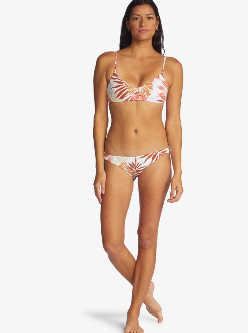 Roxy Printed Beach Classics Athletic Triangle Bikini Top Snow White Seaside Tropics | FJZQK-0527