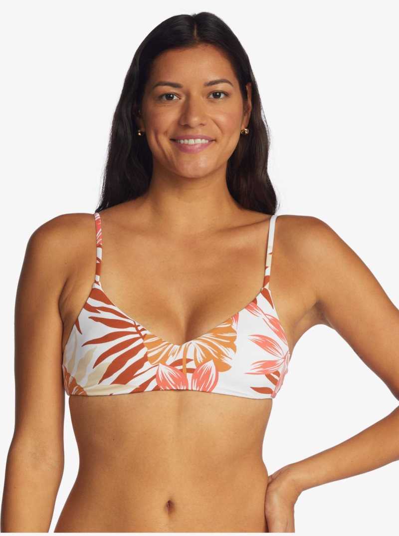 Roxy Printed Beach Classics Athletic Triangle Bikini Top Snow White Seaside Tropics | FJZQK-0527