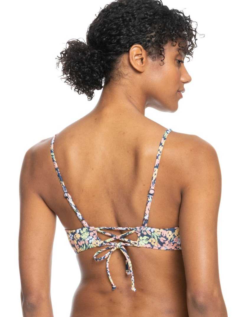 Roxy Printed Beach Classics Bra Bikini Top Mood Indigo Ditsy Love | EDIJC-0942