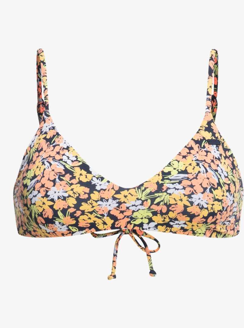 Roxy Printed Beach Classics Bra Bikini Top Mood Indigo Ditsy Love | EDIJC-0942