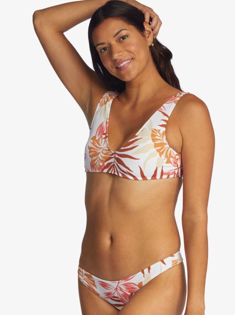 Roxy Printed Beach Classics Bralette Bikini Top Snow White Seaside Tropics | MGWPO-0184