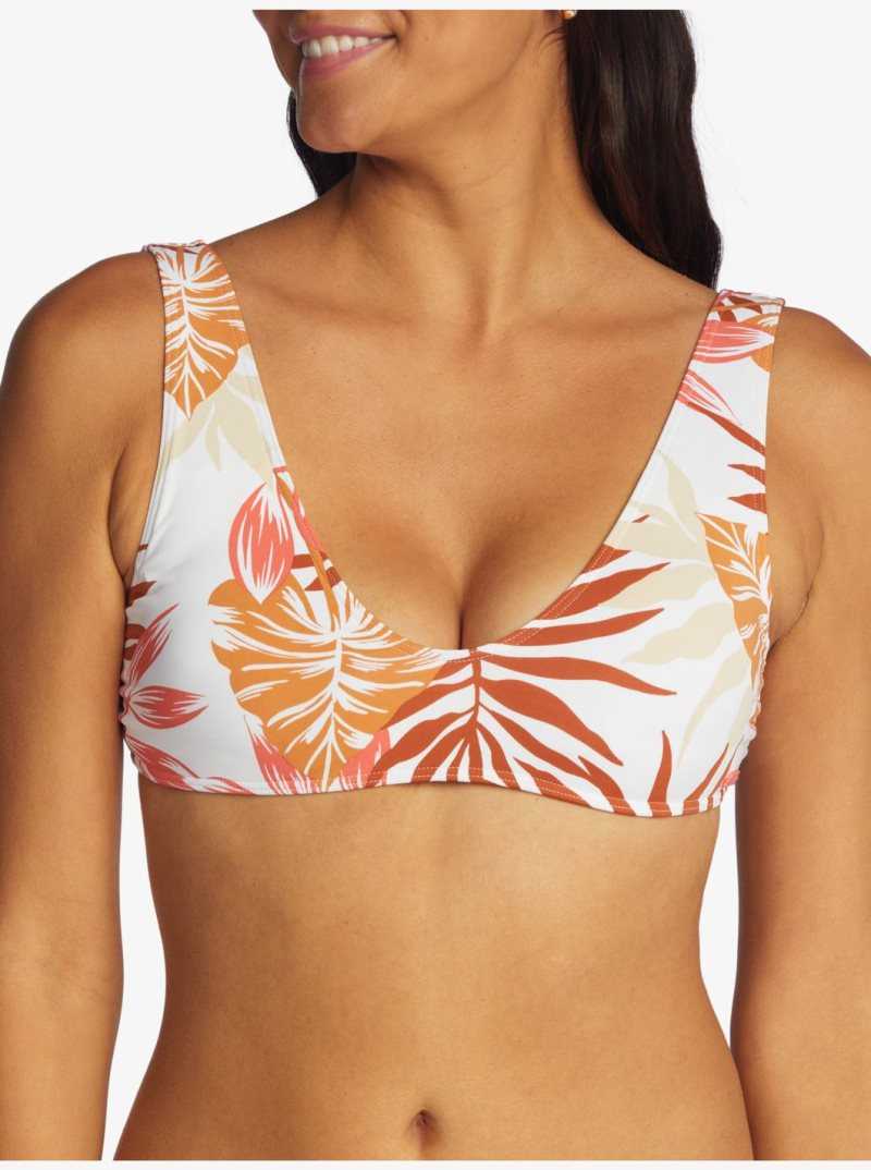 Roxy Printed Beach Classics Bralette Bikini Top Snow White Seaside Tropics | MGWPO-0184