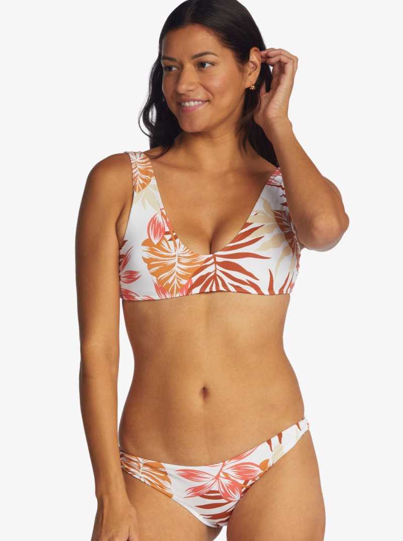 Roxy Printed Beach Classics Bralette Bikini Top Snow White Seaside Tropics | MGWPO-0184