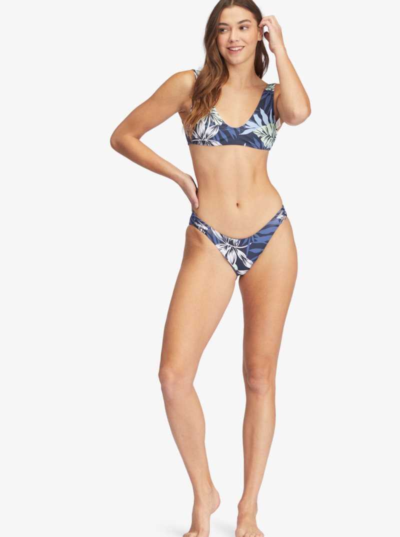 Roxy Printed Beach Classics Bralette Bikini Top Mood Indigo Seaside Tropics | ULVYX-7248