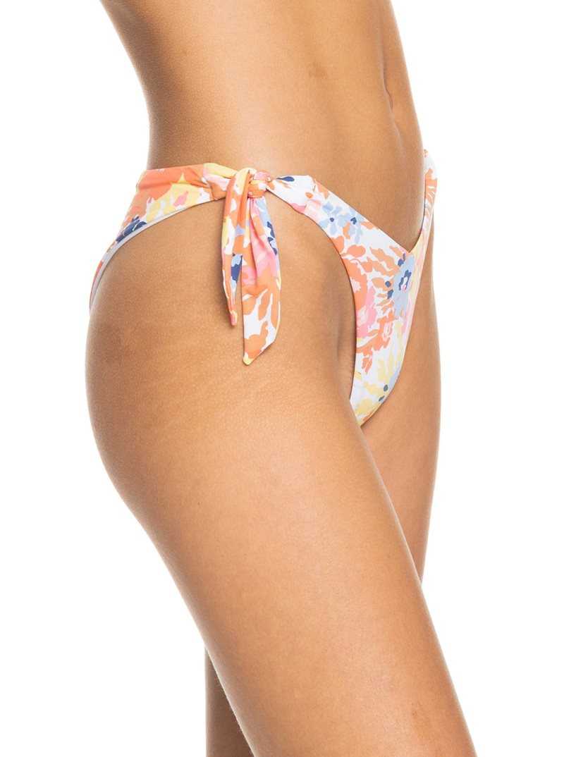 Roxy Printed Beach Classics Cheeky Bikini Bottoms Bright White Floral Escape S | DLHNX-1382