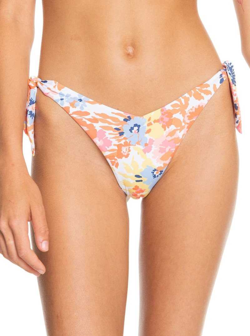 Roxy Printed Beach Classics Cheeky Bikini Bottoms Bright White Floral Escape S | DLHNX-1382