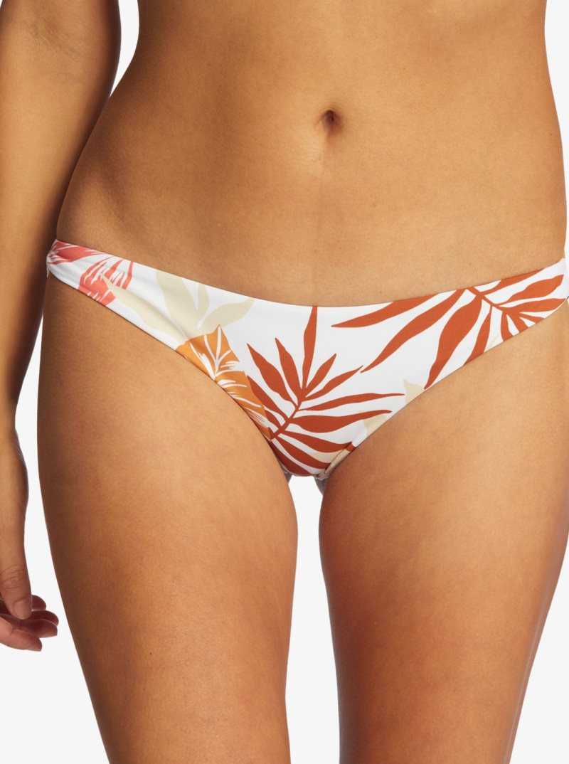 Roxy Printed Beach Classics Cheeky Bikini Bottoms Snow White Seaside Tropics | ENZHD-7695