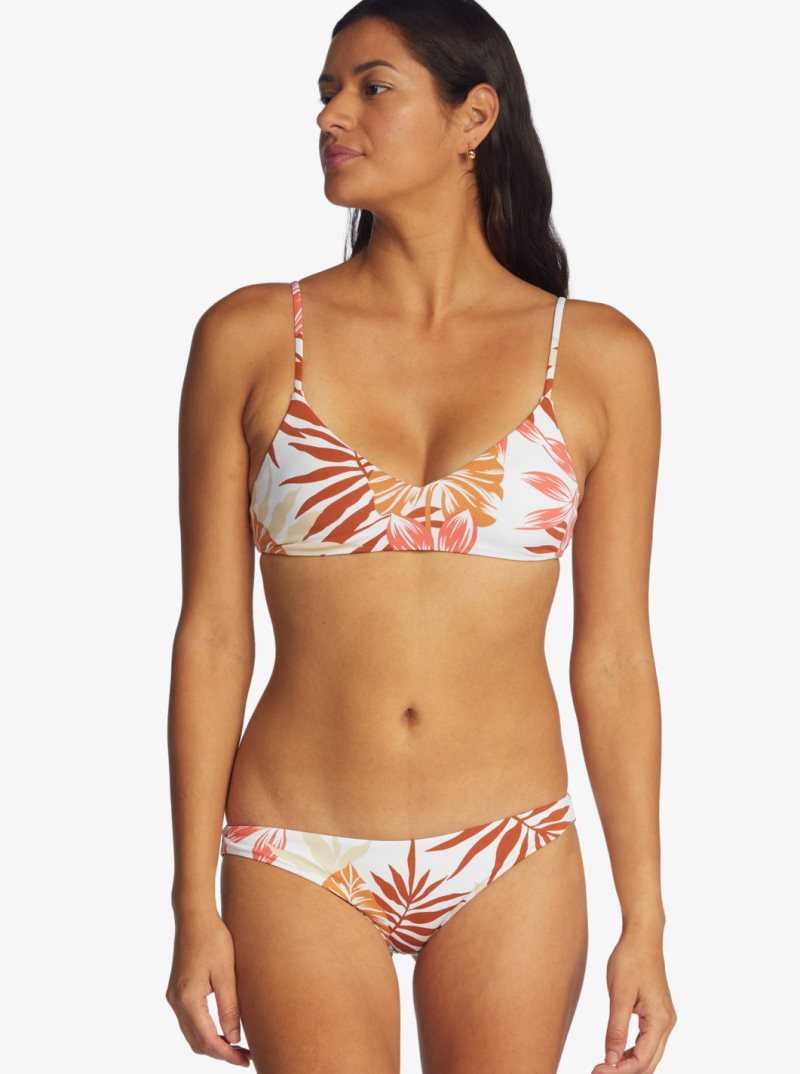 Roxy Printed Beach Classics Cheeky Bikini Bottoms Snow White Seaside Tropics | ENZHD-7695