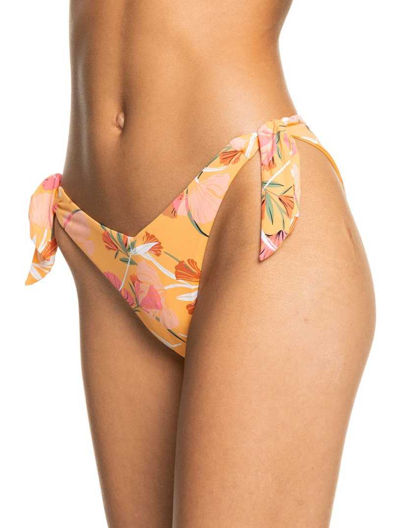 Roxy Printed Beach Classics Cheeky Bikini Bottoms Chamois Pressed Flowers | IJMDQ-6815