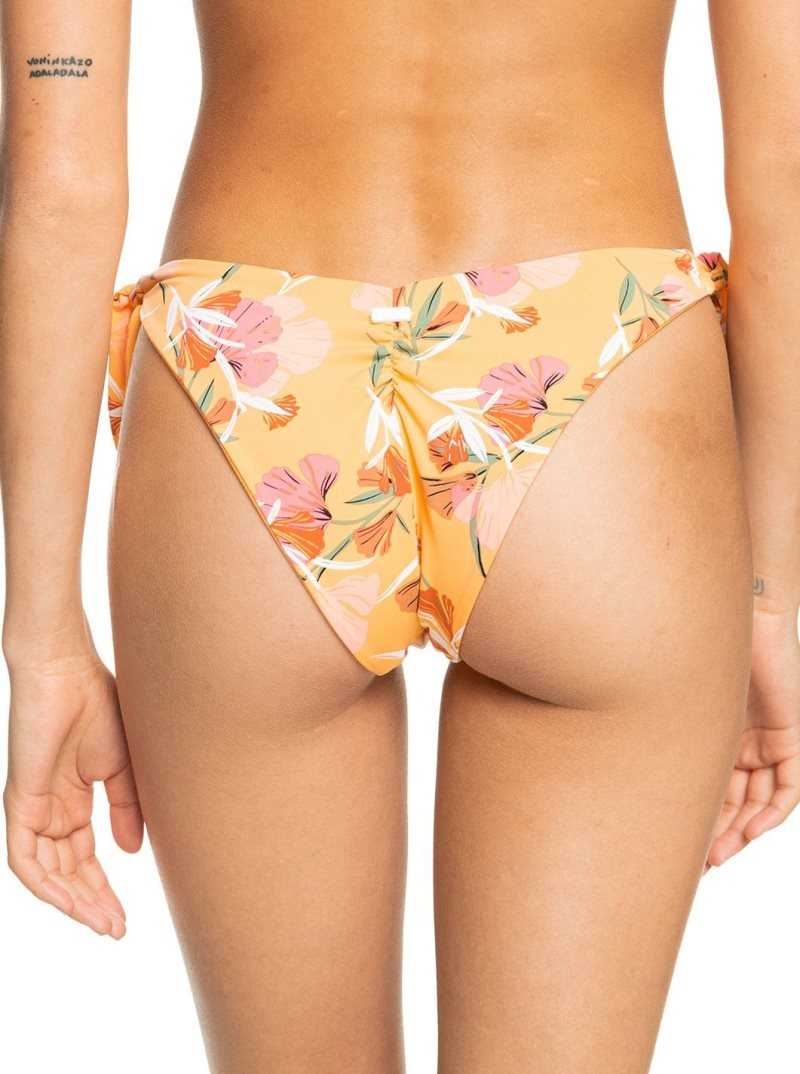 Roxy Printed Beach Classics Cheeky Bikini Bottoms Chamois Pressed Flowers | IJMDQ-6815