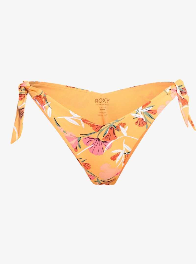 Roxy Printed Beach Classics Cheeky Bikini Bottoms Chamois Pressed Flowers | IJMDQ-6815