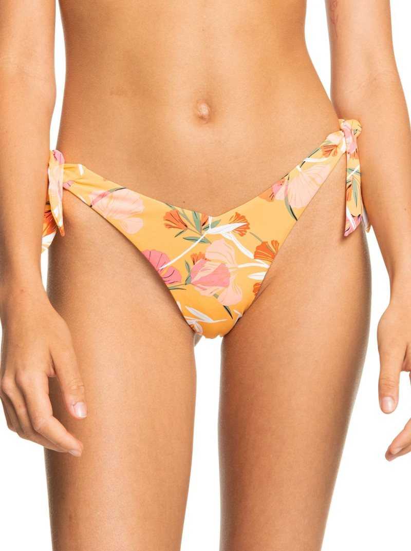 Roxy Printed Beach Classics Cheeky Bikini Bottoms Chamois Pressed Flowers | IJMDQ-6815