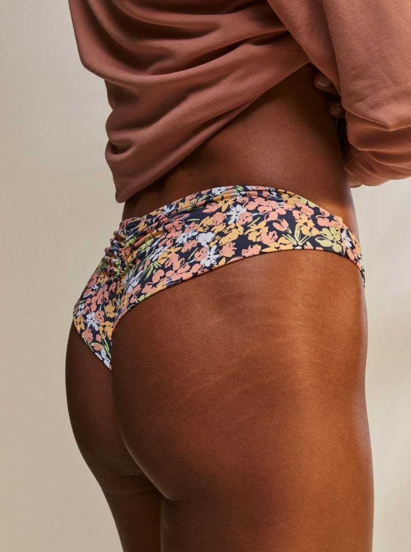 Roxy Printed Beach Classics Cheeky Bikini Bottoms Mood Indigo Ditsy Love | KEMUV-7092