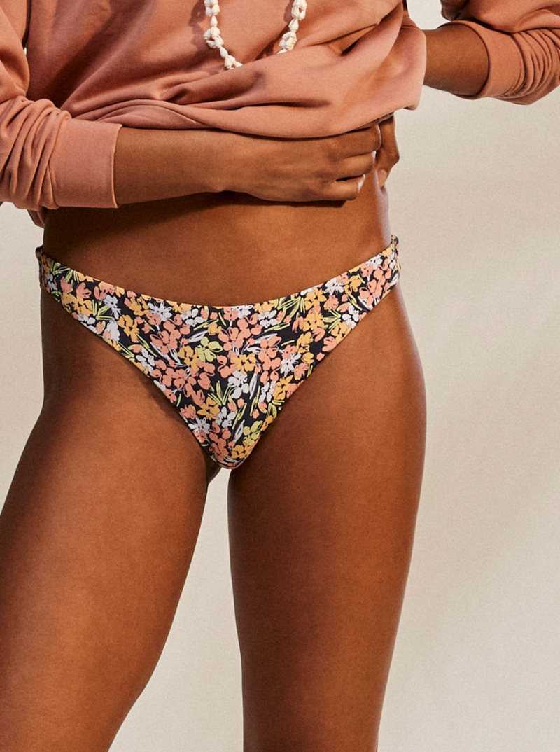 Roxy Printed Beach Classics Cheeky Bikini Bottoms Mood Indigo Ditsy Love | KEMUV-7092