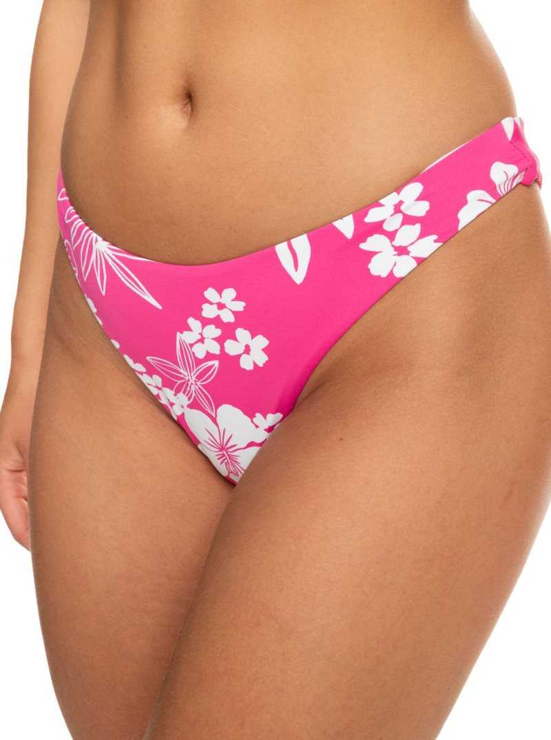 Roxy Printed Beach Classics Cheeky Bikini Bottoms Shocking Pink Hello Aloha | UJSLE-4560