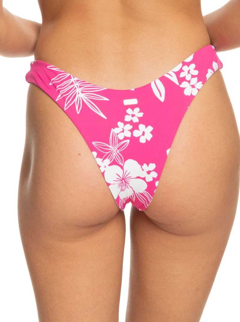 Roxy Printed Beach Classics Cheeky Bikini Bottoms Shocking Pink Hello Aloha | UJSLE-4560