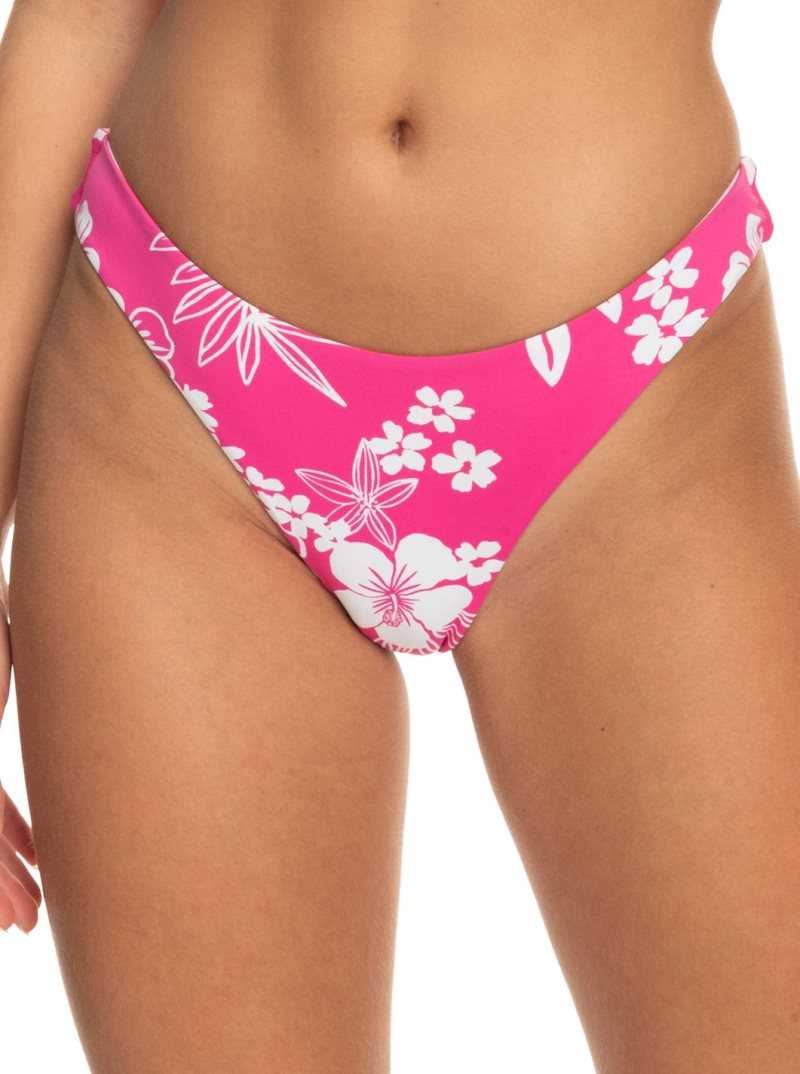 Roxy Printed Beach Classics Cheeky Bikini Bottoms Shocking Pink Hello Aloha | UJSLE-4560