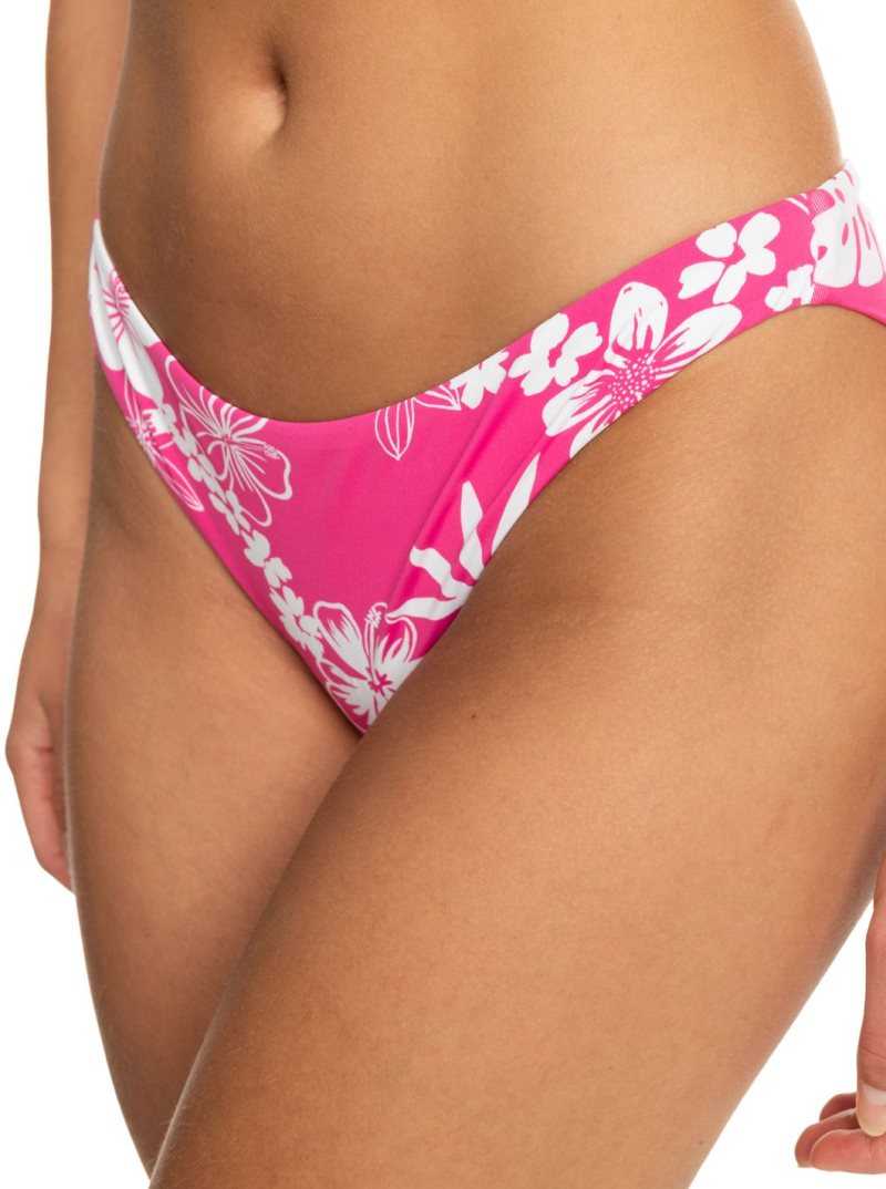 Roxy Printed Beach Classics Cheeky Bikini Bottoms Shocking Pink Hello Aloha | XTLVR-0145