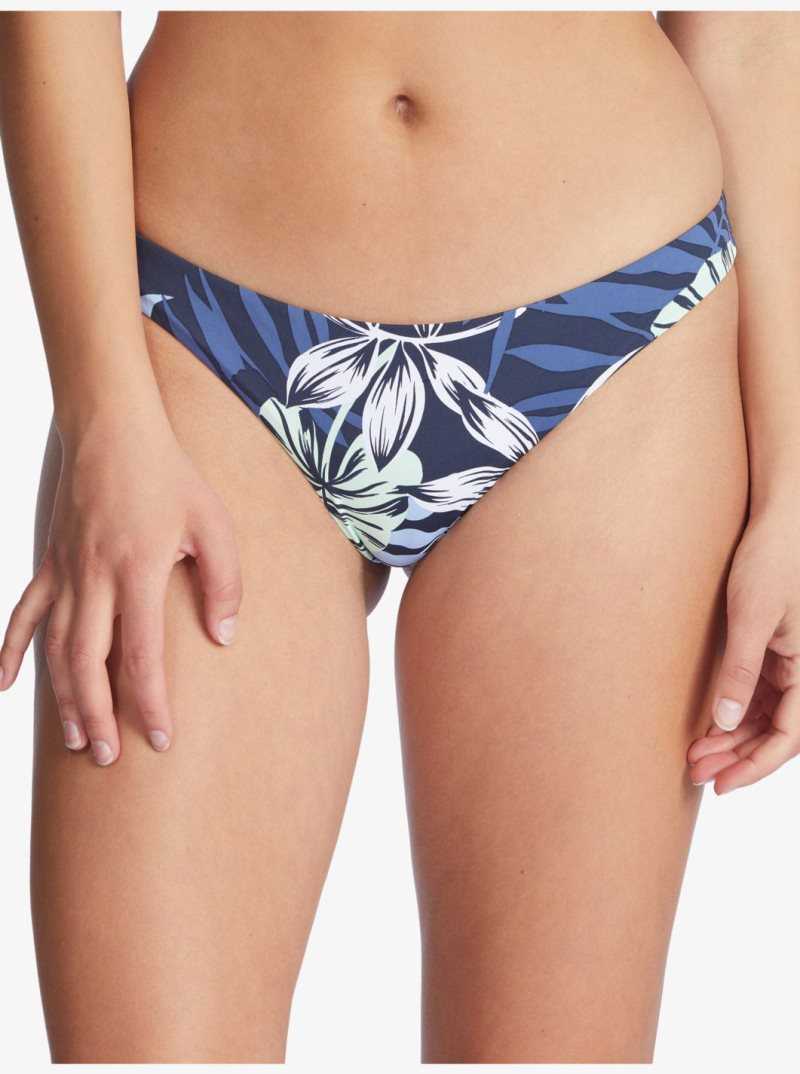 Roxy Printed Beach Classics Cheeky Bikini Bottoms Mood Indigo Seaside Tropics | ZYFLG-4085