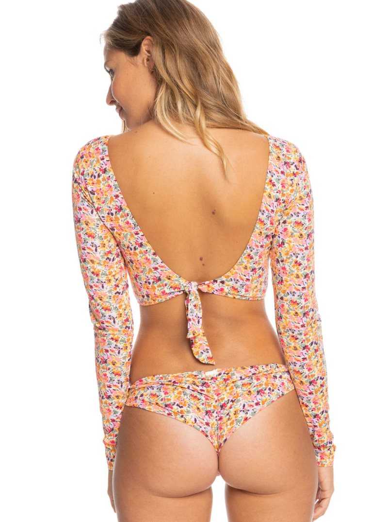 Roxy Printed Beach Classics Cropped Long Sleeve Rashguard Pastel Rose Swept Up Floral | QAOGN-1542